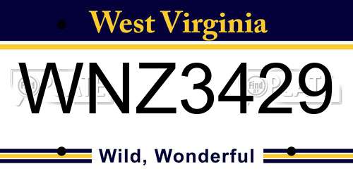 WNZ3429 West Virginia License Plate