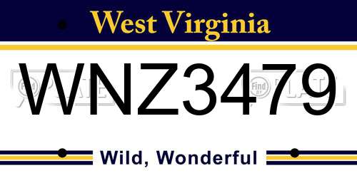 WNZ3479 West Virginia License Plate