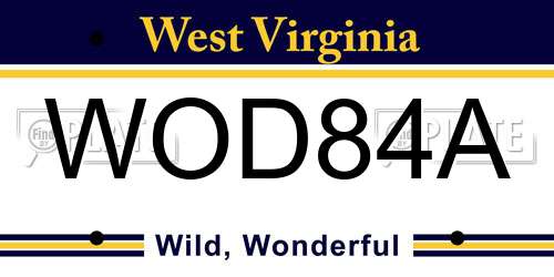 WOD84A West Virginia License Plate