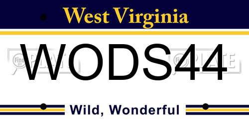 WODS44 West Virginia License Plate