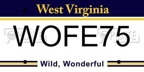WOFE75 West Virginia License Plate