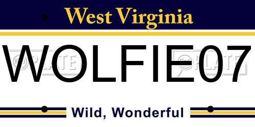 WOLFIE07 West Virginia License Plate