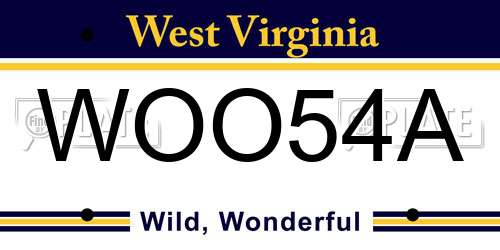 WOO54A West Virginia License Plate