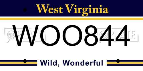 WOO844 West Virginia License Plate