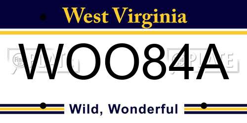 WOO84A West Virginia License Plate