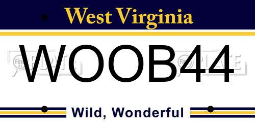 WOOB44 West Virginia License Plate