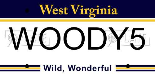 WOODY5 West Virginia License Plate