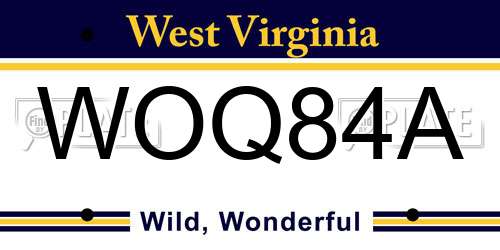 WOQ84A West Virginia License Plate