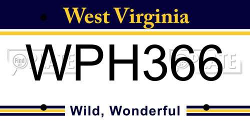 WPH366 West Virginia License Plate