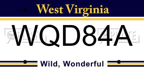 WQD84A West Virginia License Plate