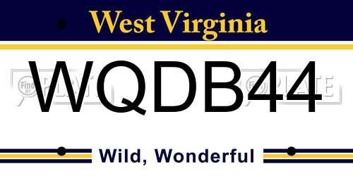 WQDB44 West Virginia License Plate