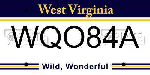 WQO84A West Virginia License Plate