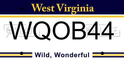 WQOB44 West Virginia License Plate