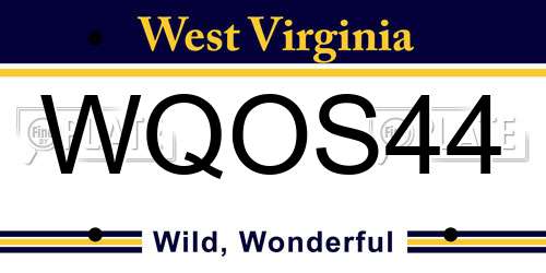 WQOS44 West Virginia License Plate