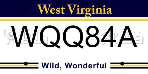 WQQ84A West Virginia License Plate