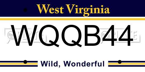 WQQB44 West Virginia License Plate
