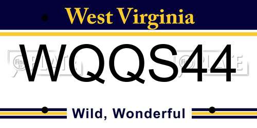 WQQS44 West Virginia License Plate