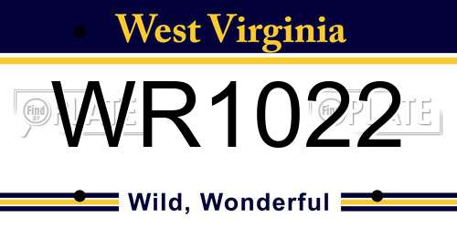 WR1022 West Virginia License Plate