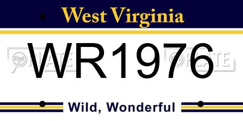 WR1976 West Virginia License Plate