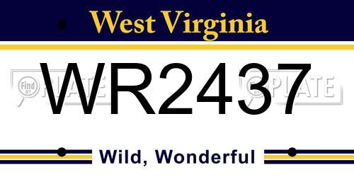 WR2437 West Virginia License Plate