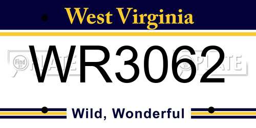 WR3062 West Virginia License Plate