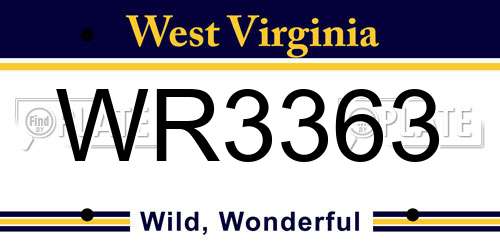 WR3363 West Virginia License Plate
