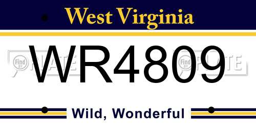 WR4809 West Virginia License Plate