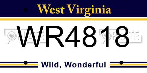 WR4818 West Virginia License Plate