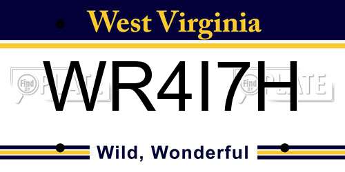 WR4I7H West Virginia License Plate
