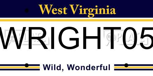 WRIGHT05 West Virginia License Plate