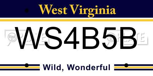 WS4B5B West Virginia License Plate