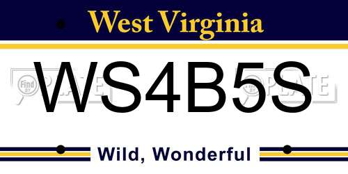 WS4B5S West Virginia License Plate