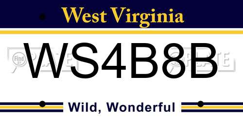 WS4B8B West Virginia License Plate