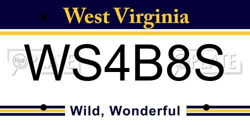WS4B8S West Virginia License Plate