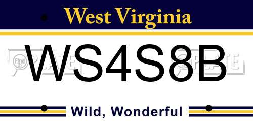 WS4S8B West Virginia License Plate