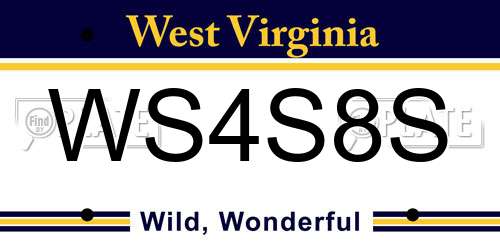 WS4S8S West Virginia License Plate