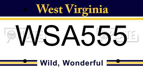 WSA555 West Virginia License Plate