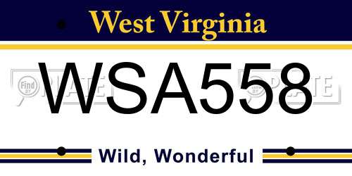 WSA558 West Virginia License Plate