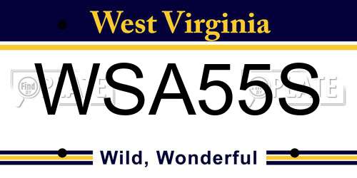 WSA55S West Virginia License Plate