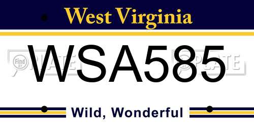 WSA585 West Virginia License Plate