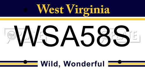 WSA58S West Virginia License Plate