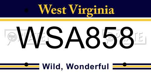 WSA858 West Virginia License Plate