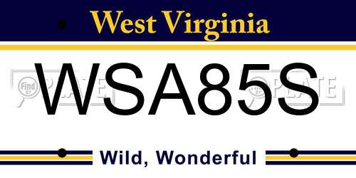 WSA85S West Virginia License Plate