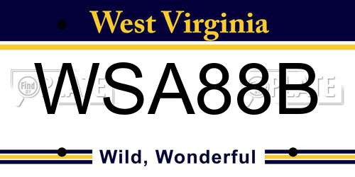 WSA88B West Virginia License Plate