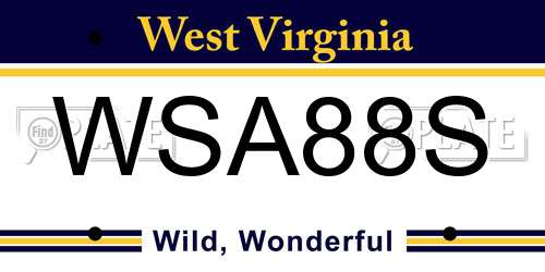 WSA88S West Virginia License Plate