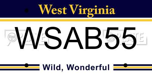 WSAB55 West Virginia License Plate