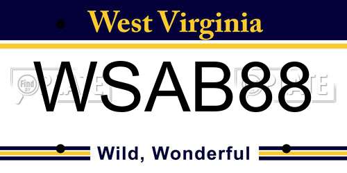 WSAB88 West Virginia License Plate