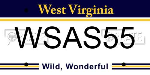 WSAS55 West Virginia License Plate