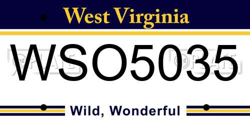 WSO5035 West Virginia License Plate