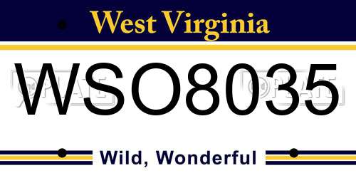 WSO8035 West Virginia License Plate